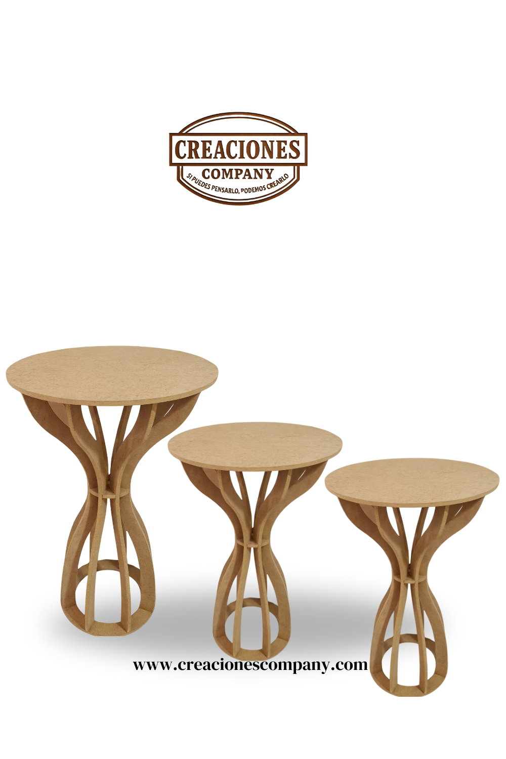 CRE-080 Juego de mesas copa (en crudo) (80x50)(70x50)(65x50)