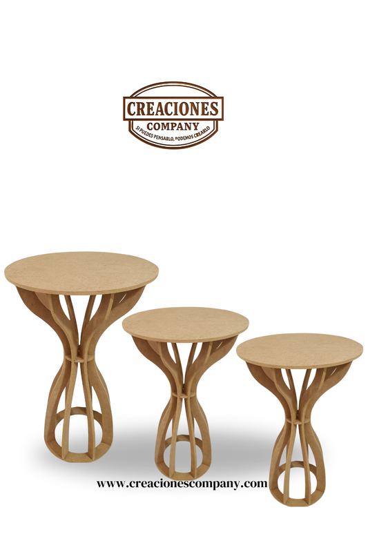 CRE-080 Juego de mesas copa (en crudo) (80x50)(70x50)(65x50)
